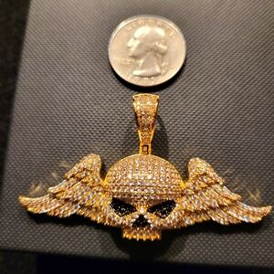 Iced out Winged Skull pendant